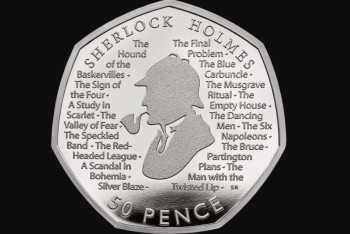 Фотография к новости: В Великобритании выпустили монету с профилем Шерлока Холмса