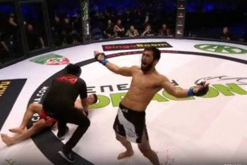 Фотография к новости: Казахстанский боец в Москве ударом колена отправил соперника в нокаут