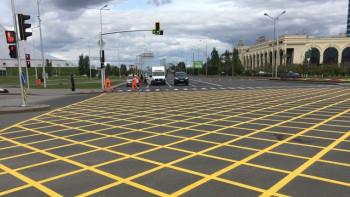 Фотография к новости: "Вафельная" разметка появилась на дорогах Астаны