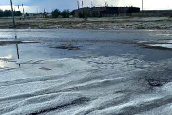 Фотография к новости: На озере Балхаш выпал снег