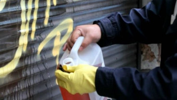 Фотография к новости: Полиция и молодёжь Павлодара ликвидируют наркограффити 