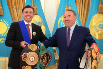 Фотография к новости: Назарбаев Головкину: Мы поможем тебе провести бой на родине