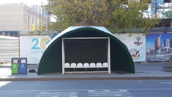 Фотография к новости: В Астане появилась остановка в виде футбольного мяча 