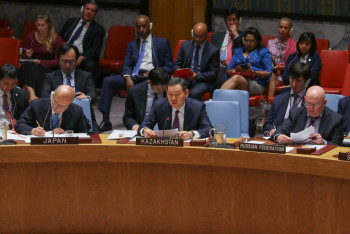 Фотография к новости: Постпред Казахстана выступил на заседании совбеза ООН по кризису в Мьянме