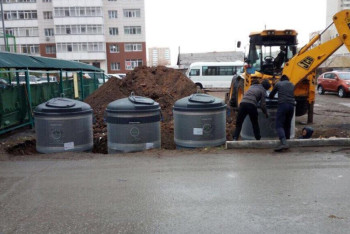 Фотография к новости: Подземные мусорные контейнеры устанавливают в Астане