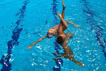 Фотография к новости: Дуэт из Казахстана стал четвёртым по артистическому плаванию в Венгрии