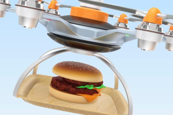 Фотография к новости: В США начали тестировать сервис доставки еды дронами