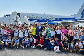 Фотография к новости: Первая партия детей из Арыси прилетела на отдых в Баянаул