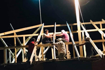 Фотография к новости: В Арыси строительство ведется и ночью ﻿