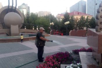 Фотография к новости: Из-за аномальной жары цветы в Нур-Султане поливают круглосуточно