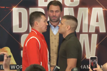 Фотография к новости: Головкин и Деревянченко впервые встретились лицом к лицу