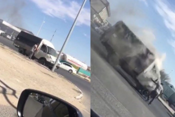 Фотография к новости: Водитель руками остановил горящую "ГАЗель" в Актау