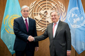 Фотография к новости: Президент Казахстана провел встречу с генсеком ООН