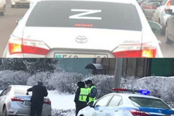 Фотография к новости: Полицейские сняли знак Z с автомобиля в Нур-Султане