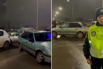 Фотография к новости: 12 авто столкнулись на мосту в Актобе