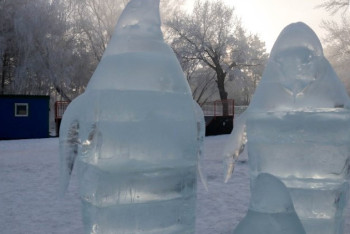 Фотография к новости: В Аксу дети сломали заготовки для ледового городка