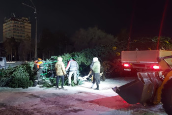 Фотография к новости: Ветер сдул ёлку за 52 млн на центральной площади в Павлодаре