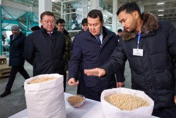 Фотография к новости: Новое предприятие по переработке зернобобовых культур посетил Смаилов в Костанайской области