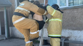 Фотография к новости: Пожарные вынесли женщину из горящего дома в Акмолинской области