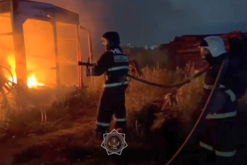 Фотография к новости: Пожар на территории пилорамного центра потушен в Костанае