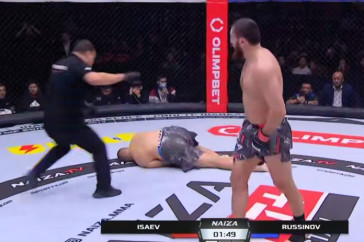 Фотография к новости: В жуткий нокаут с одного удара отправили казахстанского тяжеловеса