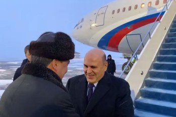 Фотография к новости: Михаил Мишустин прибыл в Алматы