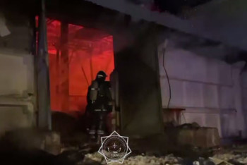 Фотография к новости: Крупный пожар на зерновом складе тушат в Семее