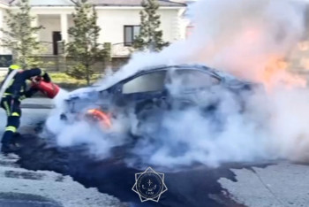 Фотография к новости: Авто загорелось посреди дороги в Астане