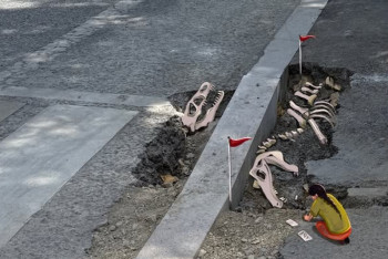 Фотография к новости: Алматинская художница превратила дорожные дыры в арт-объекты