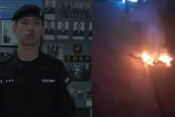 Фотография к новости: Сотрудник СОБРа спас мужчину от самоподжога в центре Алматы