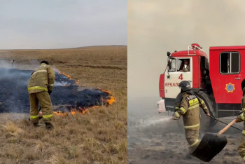 Фотография к новости: Степь в огне: в Костанайской области спасатели борются с сильным пожаром