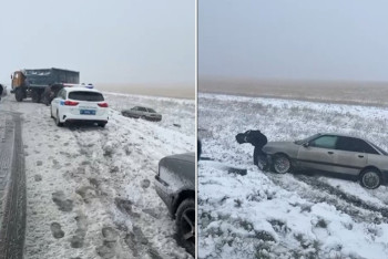 Фотография к новости: Снег и гололёд парализовали дорогу Костанай – Екатеринбург