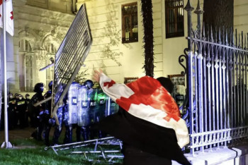 Фотография к новости: В Тбилиси штурмовали президентский дворец после выборов: полиция применила водомёты и газ