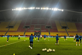 Фотография к новости: Сборная Казахстана провела тренировку в Скопье перед матчем с Северной Македонией