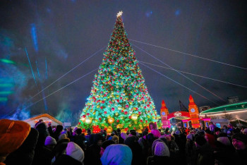 Фотография к новости: В Астане одновременно зажглись более 40 новогодних ёлок