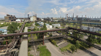 Фотография к новости: Сильный буран повредил дымовую трубу на заводе ферросплавов в Аксу