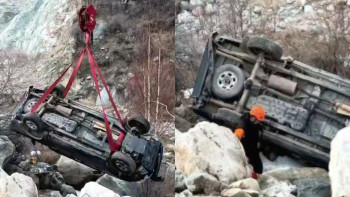 Фотография к новости: В ущелье Алмарасан из реки извлекли автомобиль