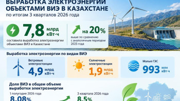 Фотография к новости: В Казахстане доля ВИЭ с начала года выросла с 7% до 8,5%