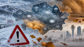 Фотография к новости: Штормовое предупреждение объявили в 16 областях Казахстана