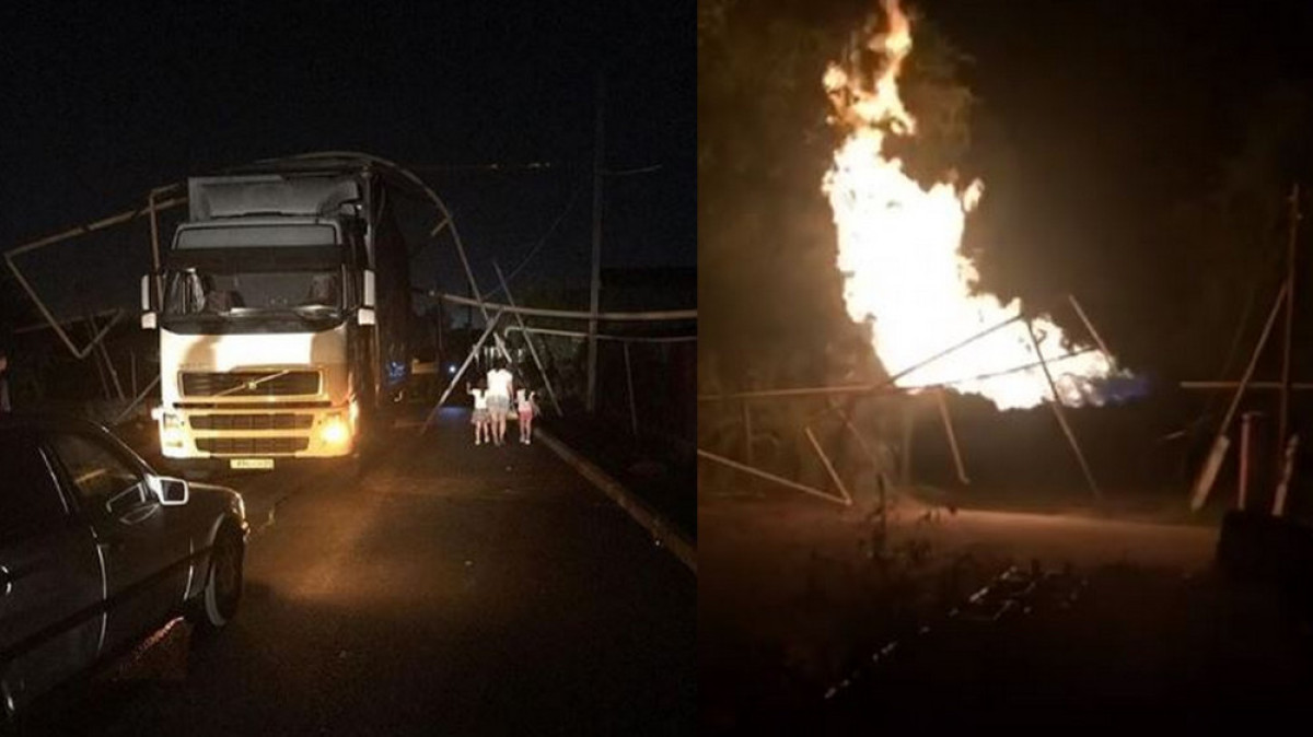 Газопровод загорелся после наезда фуры в Алматинской области