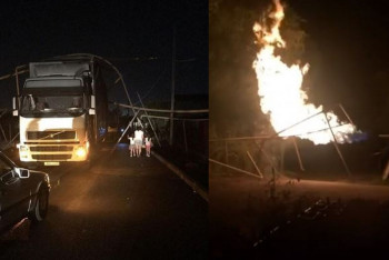 Газопровод загорелся после наезда фуры в Алматинской области