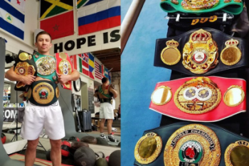 Фотография к новости: Головкин выставил напоказ свои трофеи 