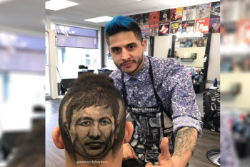 Фотография к новости: Портрет Головкина выбрил на своём затылке американец 