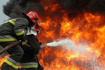 Фотография к новости: Пожар возле побережья Каспийского моря тушили с земли и с воздуха