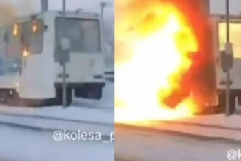 Полицейским пришлось тушить загоревшийся трамвай в Павлодаре