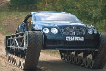 Фотография к новости: Умельцы переделали дорогой Bentley в гусеничный "танк"