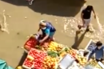 Астанчане сняли на видео продавца, моющего в грязной луже овощи