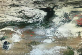 Фотография к новости: Шлейф смога от пожаров в Сибири накрыл половину регионов Казахстана