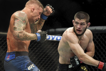 Фотография к новости: Хабиб Нурмагомедов защитил титул чемпиона UFC в бою с Дастином Порье 