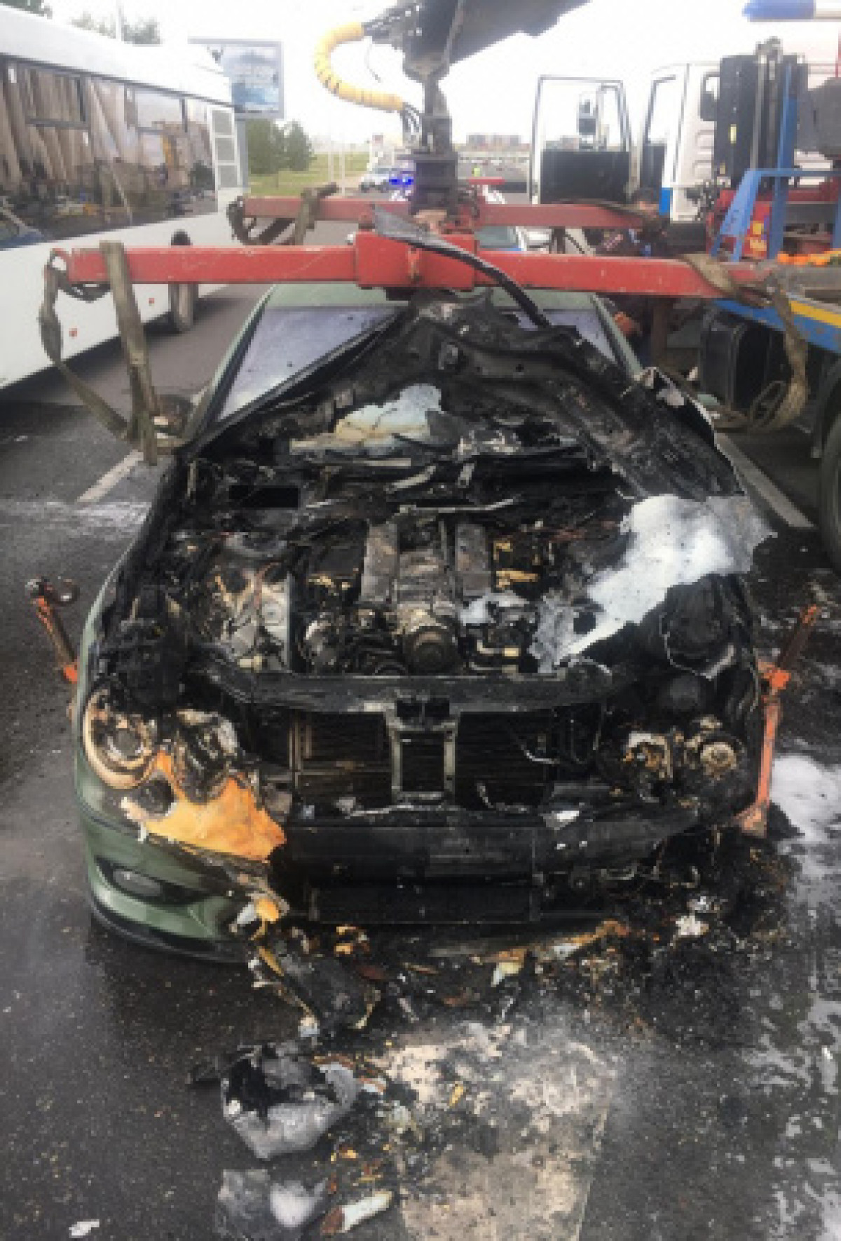 Автомобиль сгорел в Нур-Султане